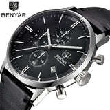 BENYAR Genuine Leather Quartz Watch Male  Dive 30m Wristwatches Casual Sport Watch - Men'sWatchesCollections