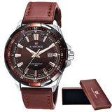 NAVIFORCE Brand Men's Fashion Casual Sport Watches Waterproof Leather Quartz Watch Man military - Men'sWatchesCollections