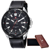 NAVIFORCE Brand Men's Fashion Casual Sport Watches Waterproof Leather Quartz Watch Man military - Men'sWatchesCollections