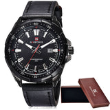 NAVIFORCE Brand Men's Fashion Casual Sport Watches Waterproof Leather Quartz Watch Man military - Men'sWatchesCollections