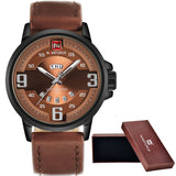 NAVIFORCE Brand Analog Quartz Watch Men Waterproof Casual Sports Watches  Leather - Men'sWatchesCollections