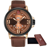 NAVIFORCE Brand Analog Quartz Watch Men Waterproof Casual Sports Watches  Leather - Men'sWatchesCollections