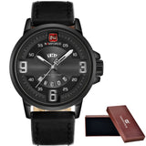NAVIFORCE Brand Analog Quartz Watch Men Waterproof Casual Sports Watches  Leather - Men'sWatchesCollections