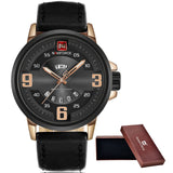 NAVIFORCE Brand Analog Quartz Watch Men Waterproof Casual Sports Watches  Leather - Men'sWatchesCollections