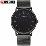CURREN Watches men Stainless Steel Mesh strap Quartz-watch Ultra Thin Dial Clock - Men'sWatchesCollections