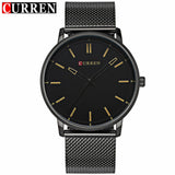 CURREN Watches men Stainless Steel Mesh strap Quartz-watch Ultra Thin Dial Clock - Men'sWatchesCollections