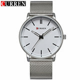 CURREN Watches men Stainless Steel Mesh strap Quartz-watch Ultra Thin Dial Clock - Men'sWatchesCollections