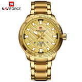 NAVIFORCE Luxury Brand Stainless Steel Gold Watch Men's Quartz Clock Man Sports Waterproof - Men'sWatchesCollections