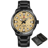 NAVIFORCE Luxury Brand Stainless Steel Gold Watch Men's Quartz Clock Man Sports Waterproof - Men'sWatchesCollections
