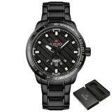 NAVIFORCE Luxury Brand Stainless Steel Gold Watch Men's Quartz Clock Man Sports Waterproof - Men'sWatchesCollections
