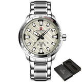 NAVIFORCE Luxury Brand Stainless Steel Gold Watch Men's Quartz Clock Man Sports Waterproof - Men'sWatchesCollections