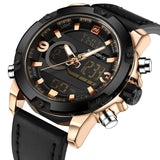 NAVIFORCE Luxury Brand Men Analog Digital Leather Sports Watches Men's Army Military Watch - Men'sWatchesCollections