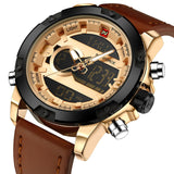 NAVIFORCE Luxury Brand Men Analog Digital Leather Sports Watches Men's Army Military Watch - Men'sWatchesCollections