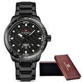 NAVIFORCE Luxury  Watches Men Sport Full Steel Quartz 3ATM Waterproof Clock Men's Military - Men'sWatchesCollections