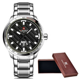 NAVIFORCE Luxury  Watches Men Sport Full Steel Quartz 3ATM Waterproof Clock Men's Military - Men'sWatchesCollections