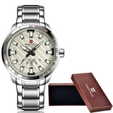 NAVIFORCE Luxury  Watches Men Sport Full Steel Quartz 3ATM Waterproof Clock Men's Military - Men'sWatchesCollections
