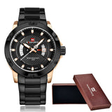 NAVIFORCE Mens Watches Top Brand Luxury Sport Quartz Watch 3ATM Waterproof  stainless steel - Men'sWatchesCollections