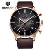 BENYAR Genuine Leather Quartz Watch Male  Dive 30m Wristwatches Casual Sport Watch - Men'sWatchesCollections