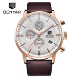 BENYAR Genuine Leather Quartz Watch Male  Dive 30m Wristwatches Casual Sport Watch - Men'sWatchesCollections