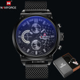 NAVIFORCE Original Luxury Brand Stainless Steel Quartz Watch Men Calendar Clock Sports Military - Men'sWatchesCollections