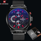 NAVIFORCE Original Luxury Brand Stainless Steel Quartz Watch Men Calendar Clock Sports Military - Men'sWatchesCollections