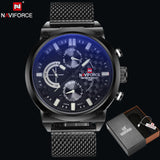 NAVIFORCE Original Luxury Brand Stainless Steel Quartz Watch Men Calendar Clock Sports Military - Men'sWatchesCollections