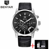 BENYAR Stainless Steel Chronograph Sports Mens Watches Top Brand Luxury Quartz - Men'sWatchesCollections
