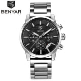 BENYAR Stainless Steel Chronograph Sports Mens Watches Top Brand Luxury Quartz - Men'sWatchesCollections