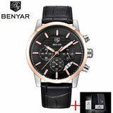 BENYAR Stainless Steel Chronograph Sports Mens Watches Top Brand Luxury Quartz - Men'sWatchesCollections