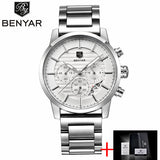 BENYAR Stainless Steel Chronograph Sports Mens Watches Top Brand Luxury Quartz - Men'sWatchesCollections