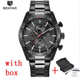BENYAR Waterproof Men's Watches Full Steel Quartz Analog Army Military Sport Watch Men - Men'sWatchesCollections