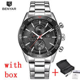 BENYAR Waterproof Men's Watches Full Steel Quartz Analog Army Military Sport Watch Men - Men'sWatchesCollections