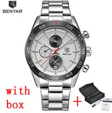 BENYAR Waterproof Men's Watches Full Steel Quartz Analog Army Military Sport Watch Men - Men'sWatchesCollections