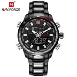 NAVIFORCE Luxury Brand Men Military Sport Watches Digital Quartz Clock Full Steel Waterproof - Men'sWatchesCollections