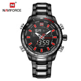 NAVIFORCE Luxury Brand Men Military Sport Watches Digital Quartz Clock Full Steel Waterproof - Men'sWatchesCollections