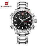 NAVIFORCE Luxury Brand Men Military Sport Watches Digital Quartz Clock Full Steel Waterproof - Men'sWatchesCollections