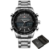 NAVIFORCE Men Fashion Sport Watches Men's Quartz Digital Analog Clock Man Full Steel - Men'sWatchesCollections