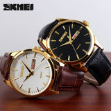SKMEI Men's Fashion Casual Watches Quartz Leather Men Clock - Men'sWatchesCollections