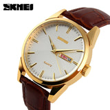 SKMEI Men's Fashion Casual Watches Quartz Leather Men Clock - Men'sWatchesCollections