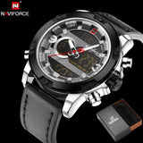 NAVIFORCE Luxury Brand Leather Quartz Watch Men Clock Digital LED Army - Men'sWatchesCollections
