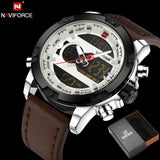 NAVIFORCE Luxury Brand Leather Quartz Watch Men Clock Digital LED Army - Men'sWatchesCollections