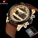 NAVIFORCE Luxury Brand Leather Quartz Watch Men Clock Digital LED Army - Men'sWatchesCollections