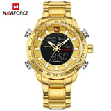 NAVIFORCE Luxury Brand Mens Sport Watch Gold Quartz Led Clock Waterproof  Military Watches - Men'sWatchesCollections