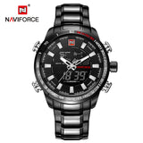 NAVIFORCE Luxury Brand Mens Sport Watch Gold Quartz Led Clock Waterproof  Military Watches - Men'sWatchesCollections