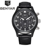 BENYAR Waterproof Leather Fashion Chronograph Sports Watches Pilot series - Men'sWatchesCollections