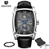 Benyar  Quartz Mens Watches Brand Military Leather Sports Watch Hour Date Waterproof - Men'sWatchesCollections