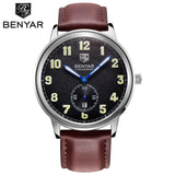 BENYAR Modern Fashion Business Men's Quartz Wristwatch Number Design Dial  Genuine Leather - Men'sWatchesCollections