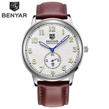 BENYAR Modern Fashion Business Men's Quartz Wristwatch Number Design Dial  Genuine Leather - Men'sWatchesCollections