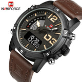 NAVIFORCE Men's Sport Watches Quartz Analog Date Clock Man Leather Military Waterproof Watch - Men'sWatchesCollections