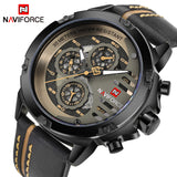 NAVIFORCE Mens Watches Top Brand  Waterproof 24 hour Date Quartz Watch Leather Sport - Men'sWatchesCollections